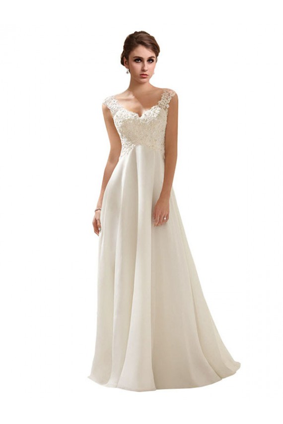 Discount V-Neck Lace Wedding Dress On Chiffon