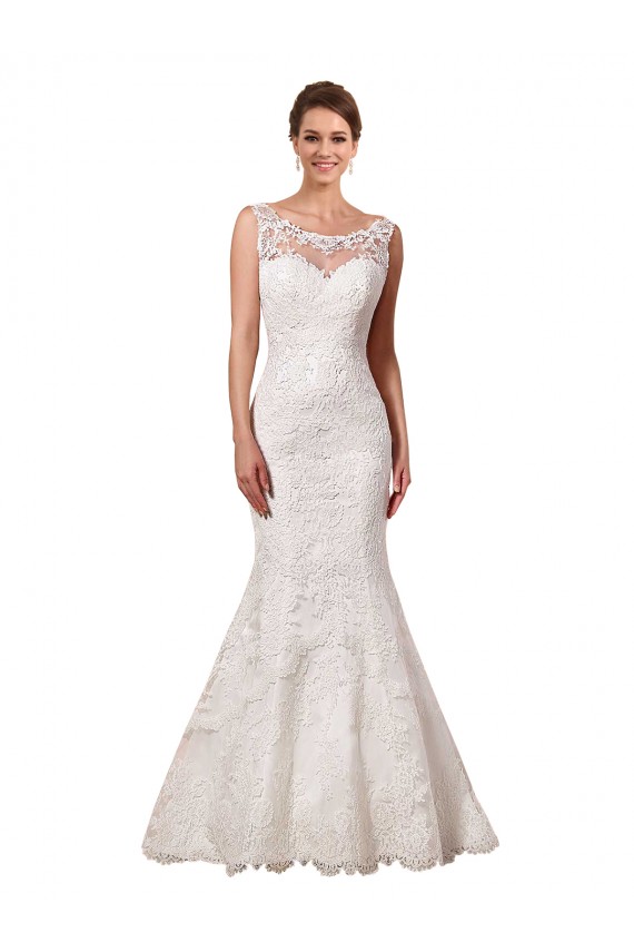 Discount Bateau Illusion Sweetheart Lace Wedding Dress