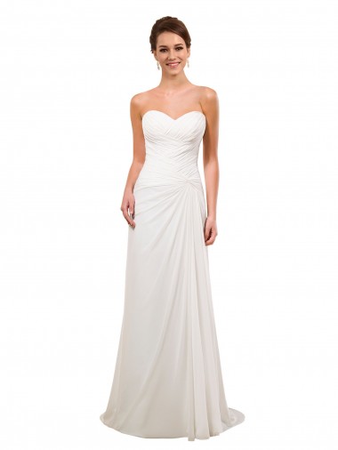 Discount Sweetheart Neckline Chiffon Wedding Dress with Criss-Cross Ruched Bodice