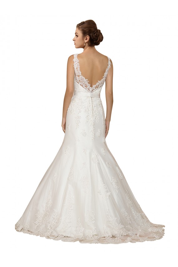 Discount Sweethart V-Neckline Lace Wedding Dress with Shoulder Straps