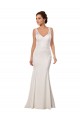 Discount V-Neck Mermaid Crepe Wedding Dress with Lace Bodice