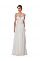 Discount Illusion Neck A-Line Lace and Chiffon Beach Wedding Dress