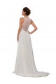 Discount Illusion Neck A-Line Lace and Chiffon Beach Wedding Dress