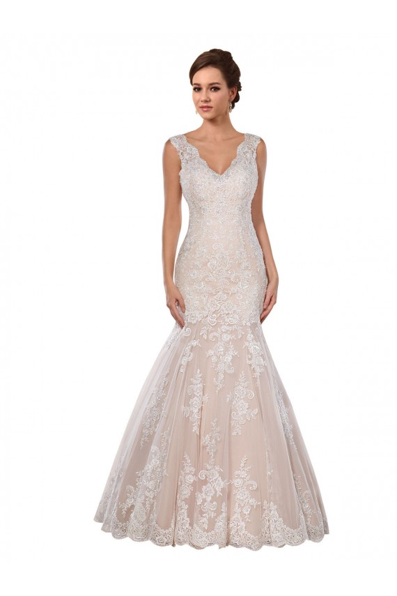 Discount Classic Fit and Flare V-Neck Mermaid Lace Wedding Dress