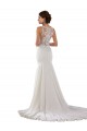 Discount Modern High Neck Sheath Wedding Dress with Lace Bodice