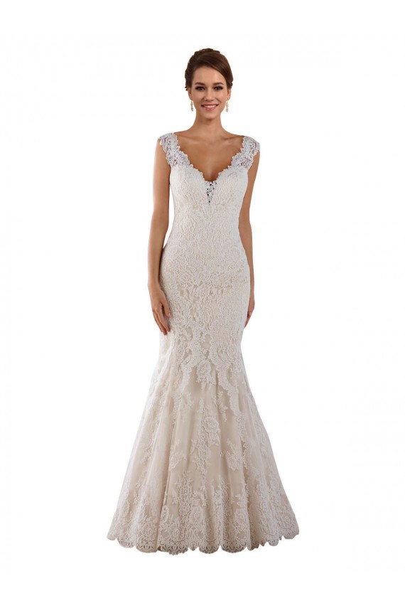 Discount V-Neck Mermaid Vintage Lace Wedding Dress
