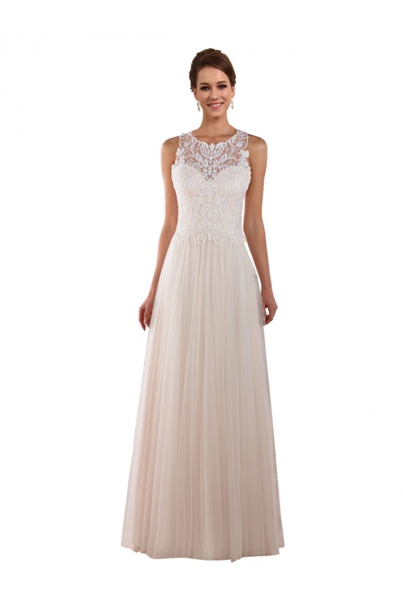Discount High Neck A-Line Tulle Wedding Dress with Lace Back