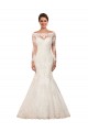 Discount Long Sleeves Mermaid Lace Wedding Dress with Illusion Back