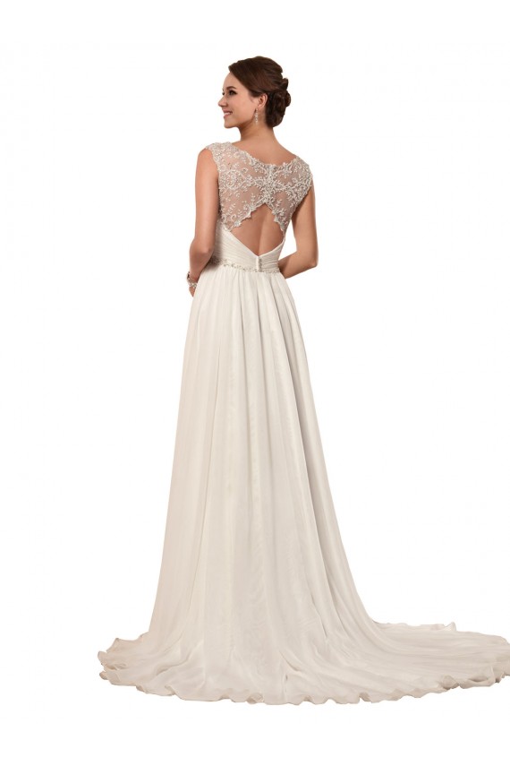 Discount Sweetheart A-Line Chiffon Wedding Dress with Beaded Shoulder Straps