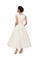 Discount V-Neck A-Line Short Ankle Length Satin Wedding Dress