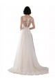 Discount High Lace Neck Illusion Back Tulle Boho Wedding Dress