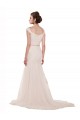 Discount Cap Sleeves Off the Shoulder Ruched Mermaid Tulle Beach Wedding Dress
