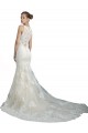 Discount Deep Illusion Neck Mermaid Tulle Beach Wedding Dress with All Over Lace