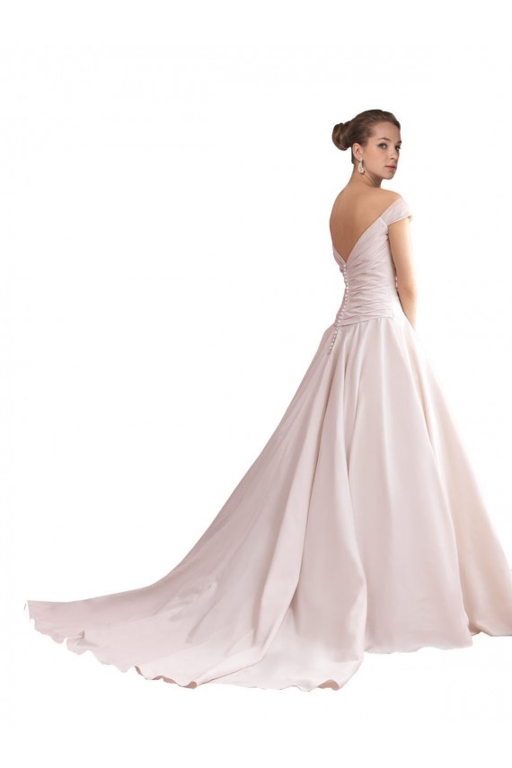 Discount Off the Shoulder Sweetheart Ball Gown Satin Wedding Dress
