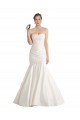 Discount Strapless Mermaid Ruched Satin Beach Wedding Dress with Low Back