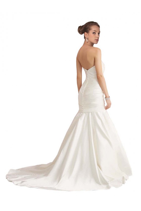 Discount Strapless Mermaid Ruched Satin Beach Wedding Dress with Low Back