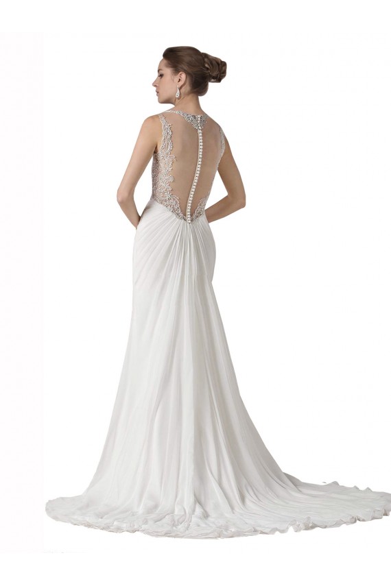 Discount Sweetheart Sheath Chiffon Beach Wedding Dress with Beaded Belts