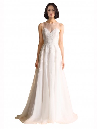 Discount Illusion Neck A-Line Organza Wedding Dress