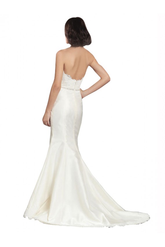 Discount Trumpet Satin Wedding Dress with Sweetheart Lace Bodice