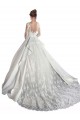 Discount Long Sleeves Illusion Neck A-Line Satin Wedding Dress with Lace Bodice