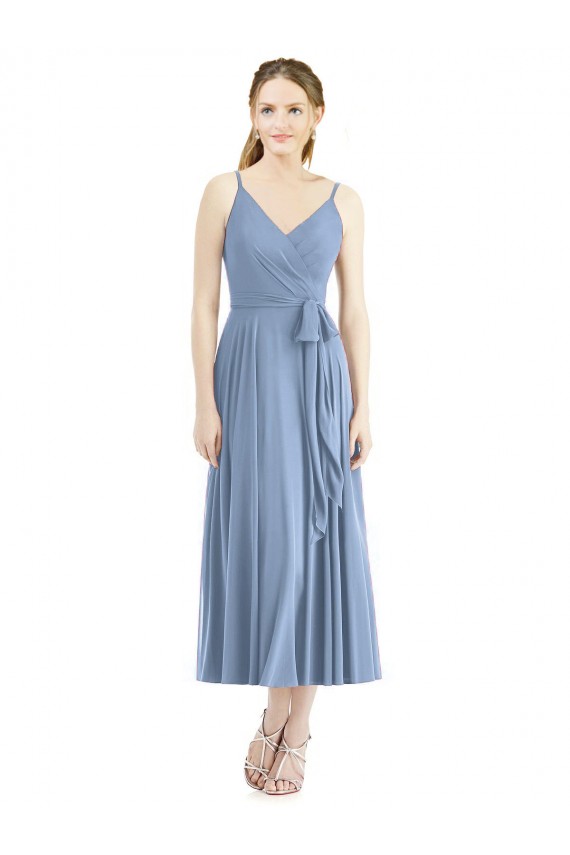 Discount Short Tea Length Chiffon Bridesmaid Dress