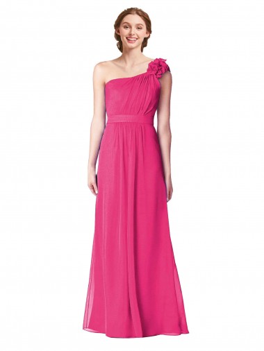 Discount Full Length One Shoulder Chiffon Bridesmaid Dress