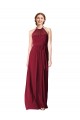 Discount Halter Neck Chiffon Bridesmaid Dress with Shirred Bodice