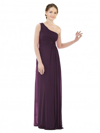 Discount Draped One Shoulder Full Length Chiffon Bridesmaid Dress