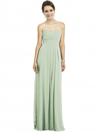 Discount Full Length Strapless Chiffon Bridesmaid Dress with Sweetheart Neckline