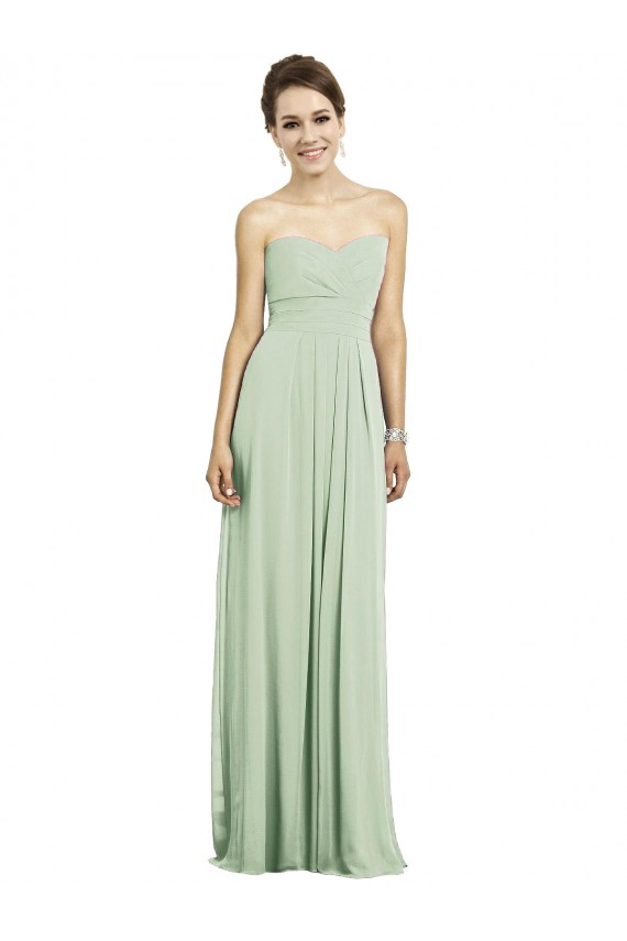 Discount Full Length Strapless Chiffon Bridesmaid Dress with Sweetheart Neckline