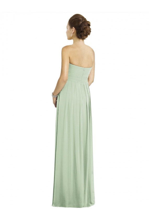Discount Full Length Strapless Chiffon Bridesmaid Dress with Sweetheart Neckline