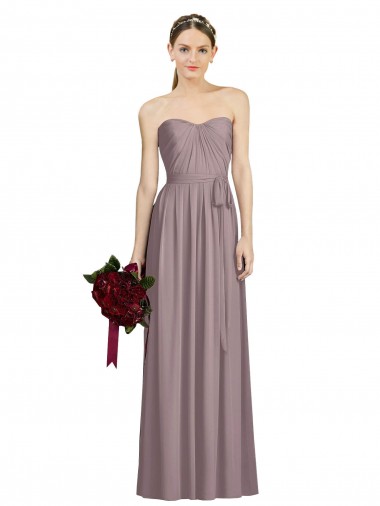 Discount Sweetheart Neckline Long Full Length Chiffon Bridesmaid Dress