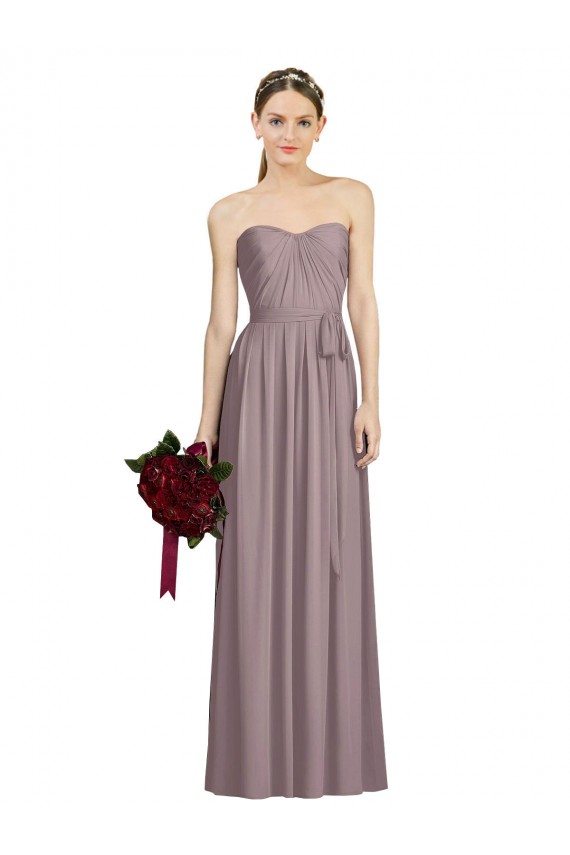 Discount Sweetheart Neckline Long Full Length Chiffon Bridesmaid Dress
