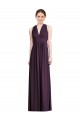Discount Long Chiffon V-Neck Bridesmaid Dress with Shirred Bodice