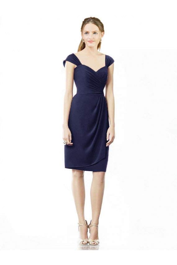 Discount Cocktail Length Short Cap Sleeves Chiffon Bridesmaid Dress