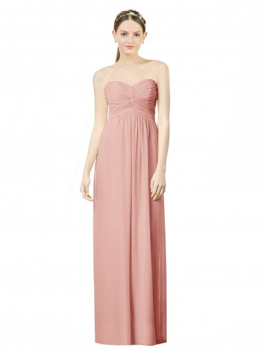 Discount Long Chiffon Sweetheart Bridesmaid Dress with Twist Bodice