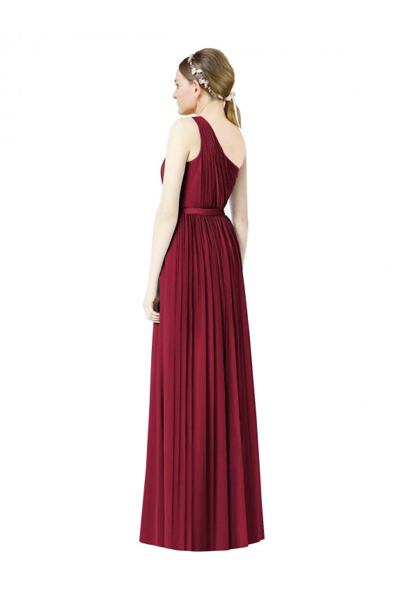 Discount One Shoulder Full Length Long Chiffon Bridesmaid Dress.