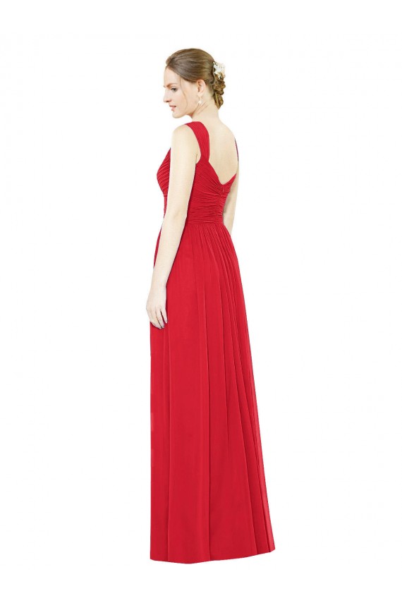 Discount Full-Length Long Chiffon Bridesmaid Dress with Side Front Slit