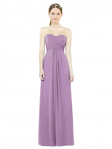 Discount Sweetheart Neckline Strapless Chiffon Bridesmaid Dress with Wrap Pleat