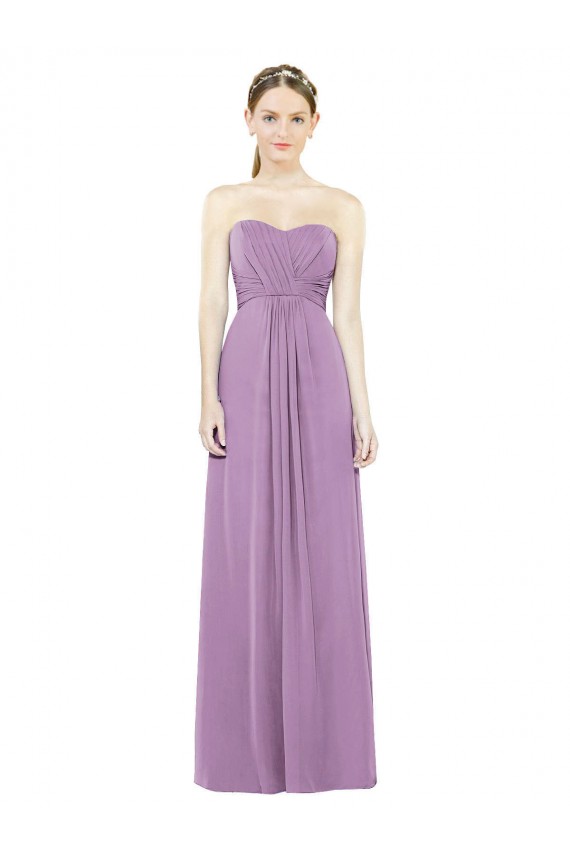 Discount Sweetheart Neckline Strapless Chiffon Bridesmaid Dress with Wrap Pleat