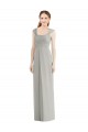 Discount Full Length Lux Chiffon Dress with Draped Bodice And Shirred Straps