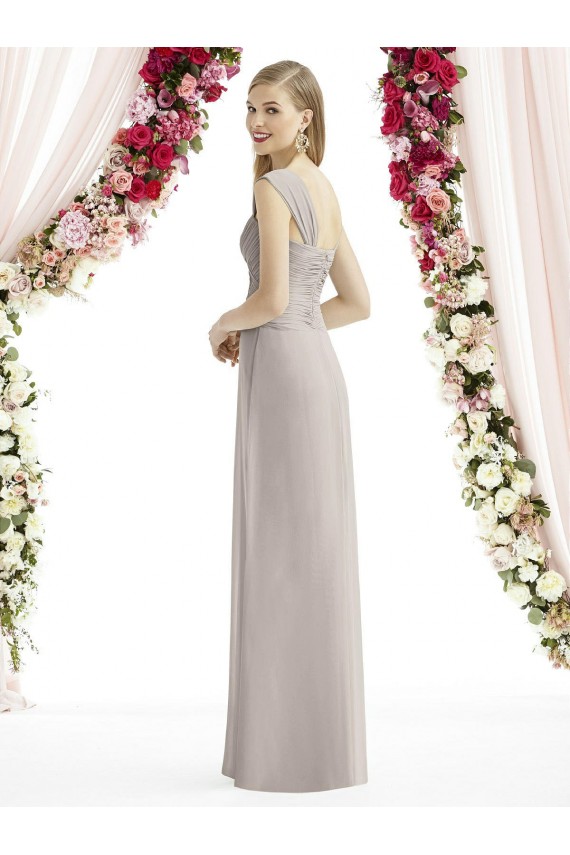 Discount Full Length Lux Chiffon Dress with Draped Bodice And Shirred Straps