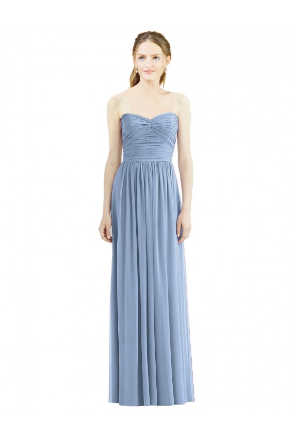 Discount Strapless Long Chiffon Dress with Sweetheart Neckline And Draped Bodice