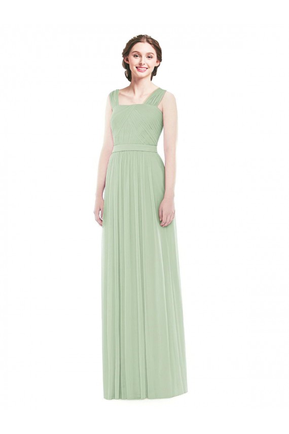 Discount Sleeveless Chiffon Long Bridesmaid Dress with Shoulder Straps