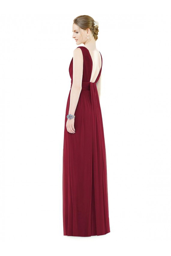 Discount Low Square Back Sleeveless Shirred Skirt Bridesmaid Dress