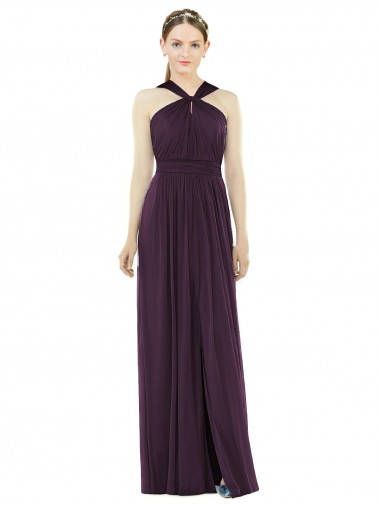 Discount Maxi Chiffon Halter Neck Bridesmaid Dress