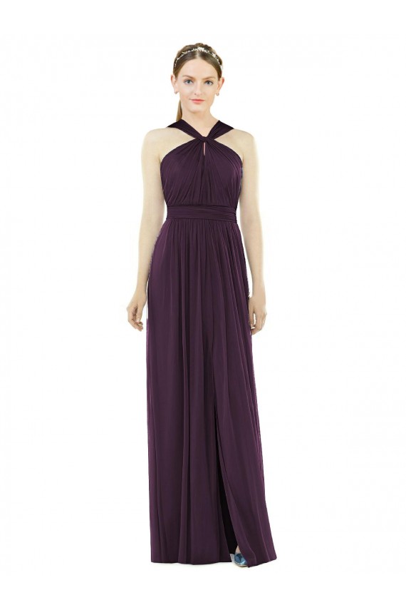 Discount Maxi Chiffon Halter Neck Bridesmaid Dress