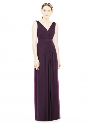 Discount V-Neckline Sleevelss Full Length Chiffon Bridesmaid Dress