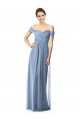 Discount Off the Shoulder Chiffon Bridesmaid Dress with Draped Bodice