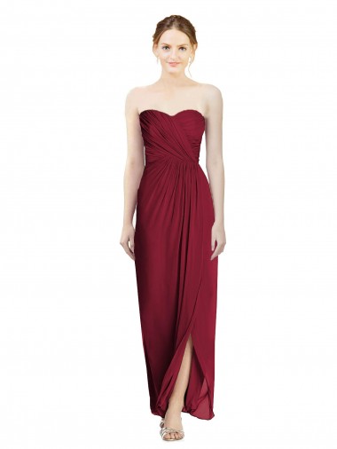 Discount Strapless Sweetheart Long Chiffon Bridesmaid Dress